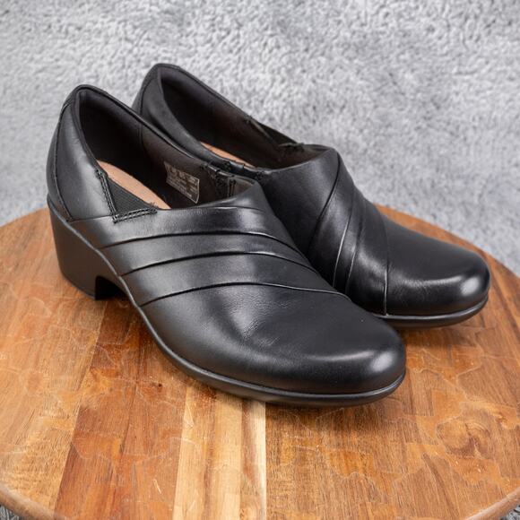 CLARKS Ingalls Tempo Women's leather bootie slip on 26104739 Black US 8.5 - Picture 1 of 7